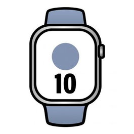 Apple Watch Series 10 GPS + Cellular 46mm Aluminio Plata con Correa Deportiva Azul Denim M/L